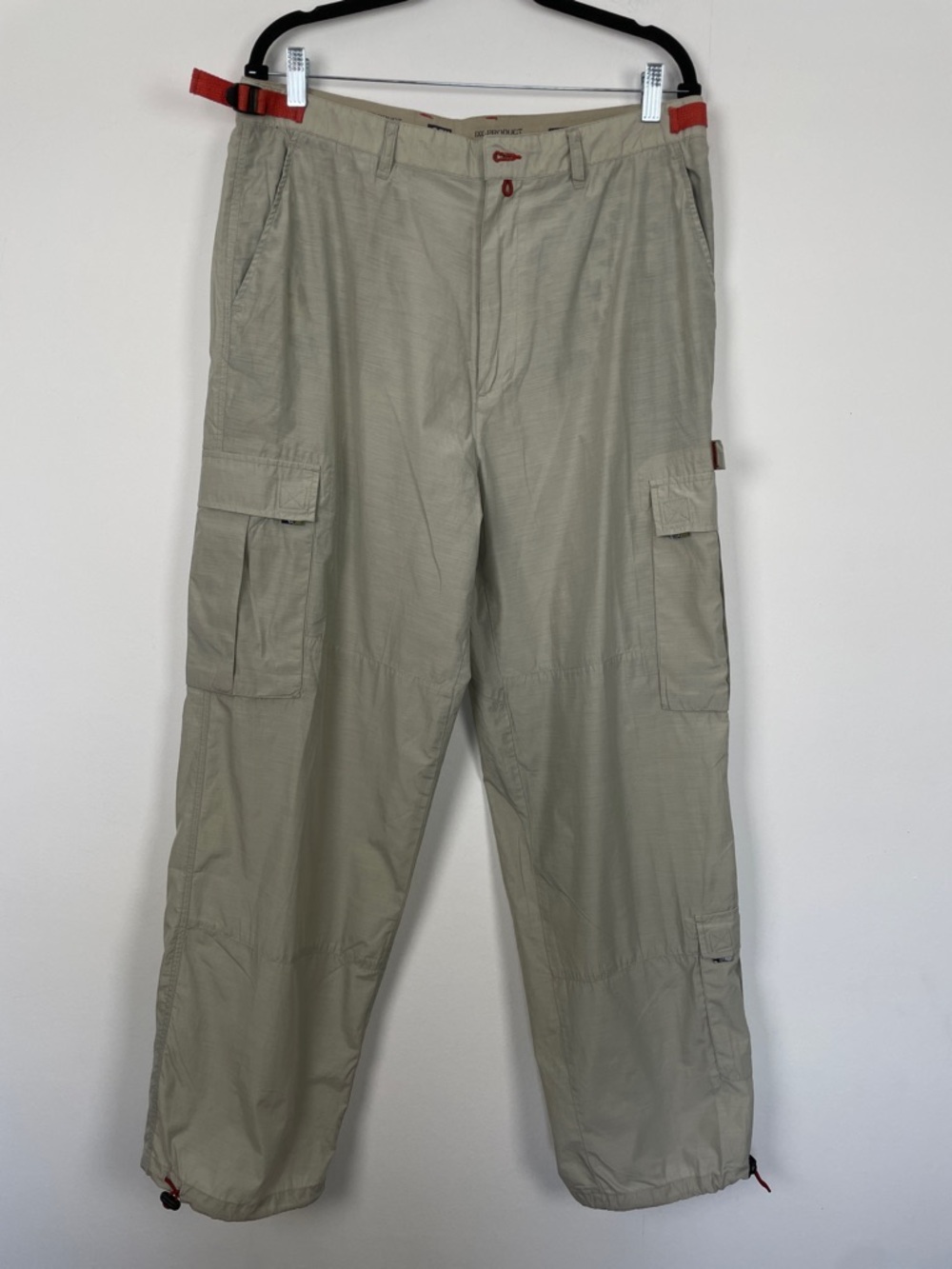 Men's 36 Cargo Beige Hiking Outdoor Lightweight Utility Style Wide Leg DEX Pant